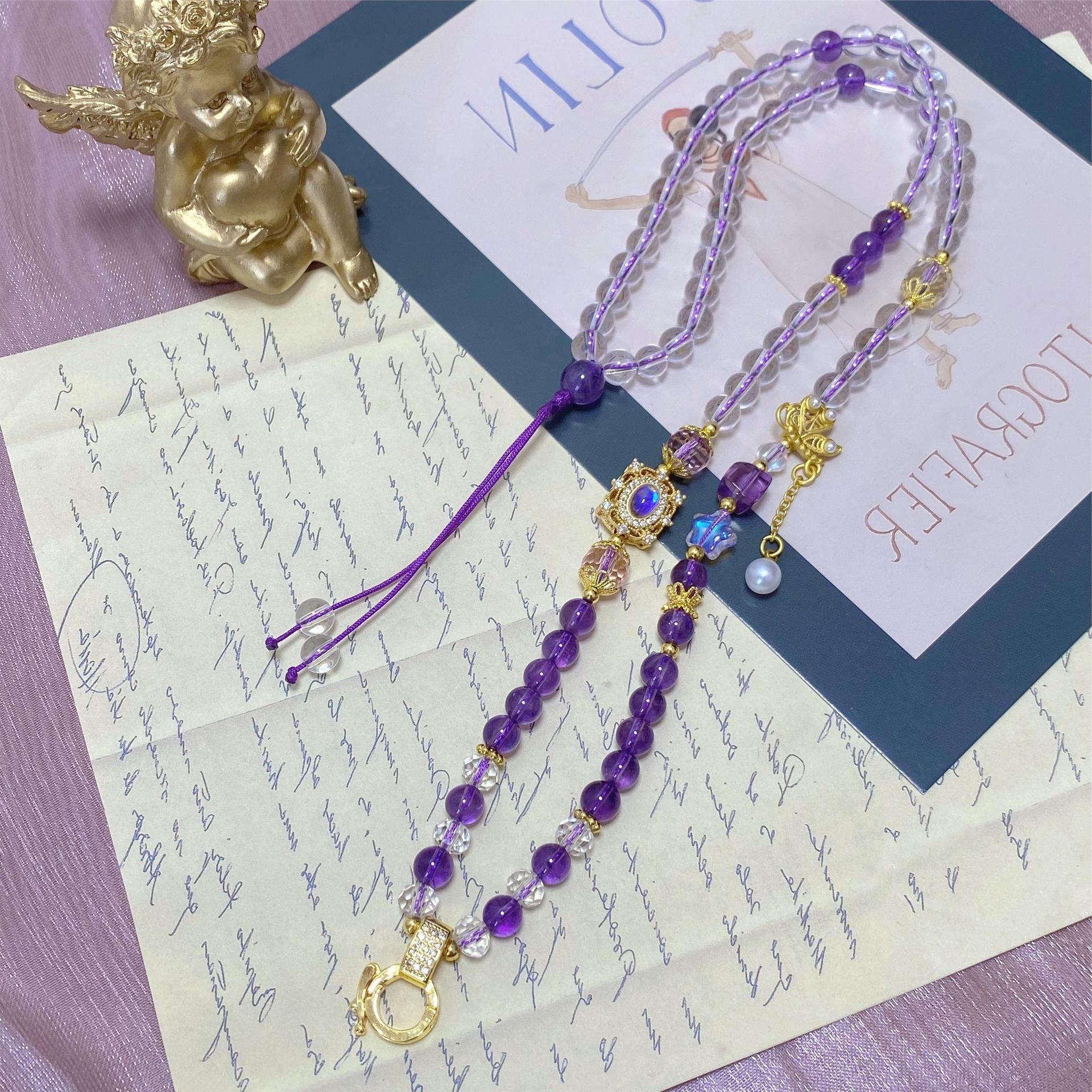 Natural amethyst bead chain universal buckle chain
