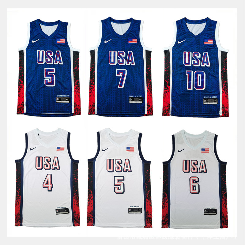 American Jersey Men's Basketball USA Dream Team 6# James Curry Edwards Sports Vests T-shirt Training