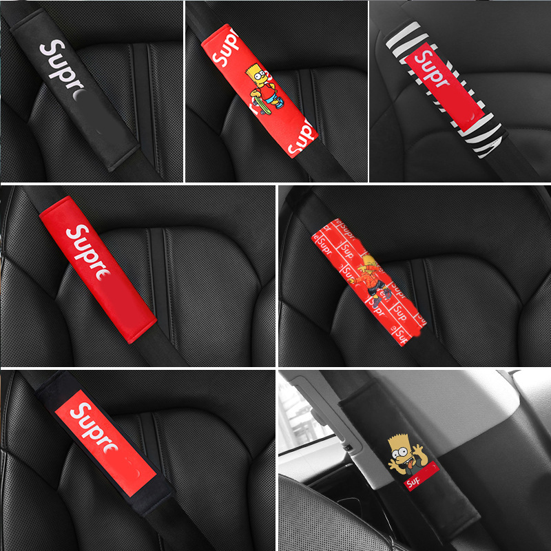Car Safety Belt Shoulder Harness Seatbelt Four Seasons Extension Cartoon Cute Car Safety Belt Cover Guard Accessory