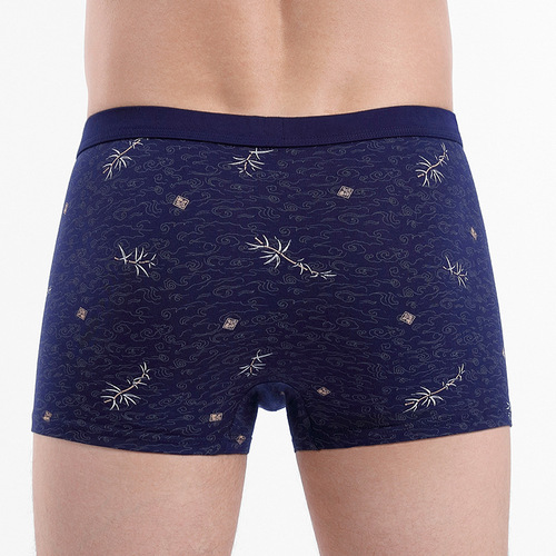 New Pure Cotton Men's Underpants, Men's Pure Cotton U-Shape Straight Leg Pants, Mid-rise Printed Four-Point Underpants for Manufacturer Wholesale