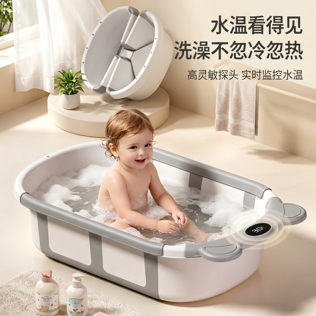bañera plegable transfronteriza bañera de bebés bañera sensible a la temperatura bañera de bebés bañera de bebés artículos de recién nacidos baño doméstico