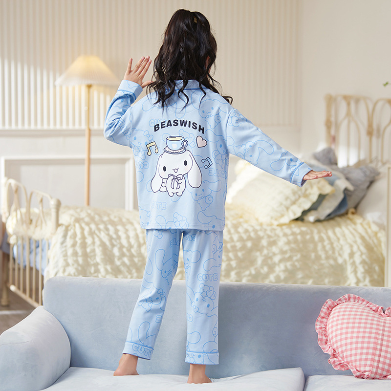女童睡衣家居服春秋套装开衫儿童睡衣甜美跨境居家保暖外穿冬长裤