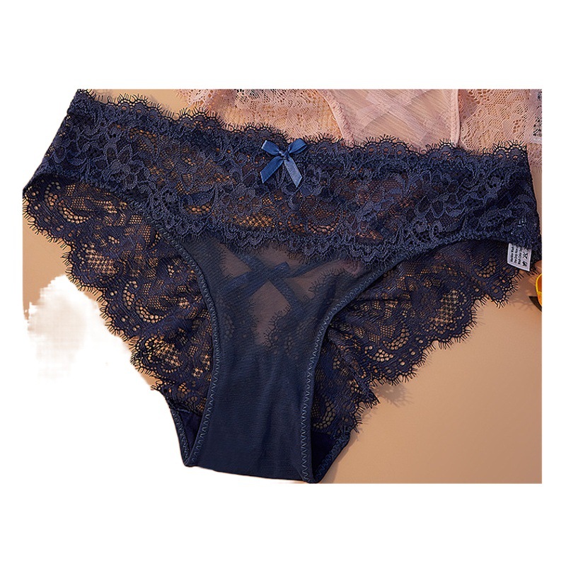 Fábrica de ropa interior transfronteriza cintura baja ropa interior de mujer sexy encaje sexy ropa interior Tanga cruzada tentación transpirable mujeres