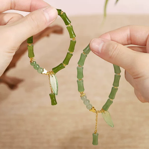 New Chinese Style Bamboo Leaf Bracelet Niche Design Bamboo Pendant Bracelet High-End National Style Hand Ornaments Scenic Spot Gifts