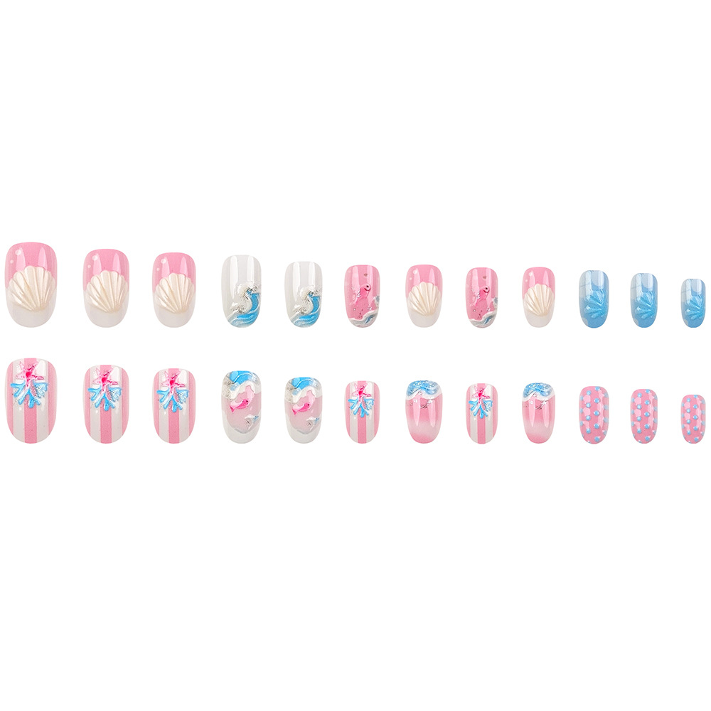 Manicure Wearable Pink Strip Gradient 3D Shell Coral Pequeño Pequeño