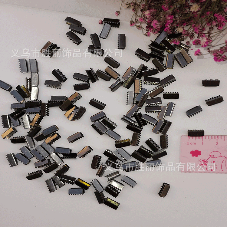 厂家现货供应3MM绳夹黑扣绳子接头卡扣铁夹扣绳头黑色马仔扣