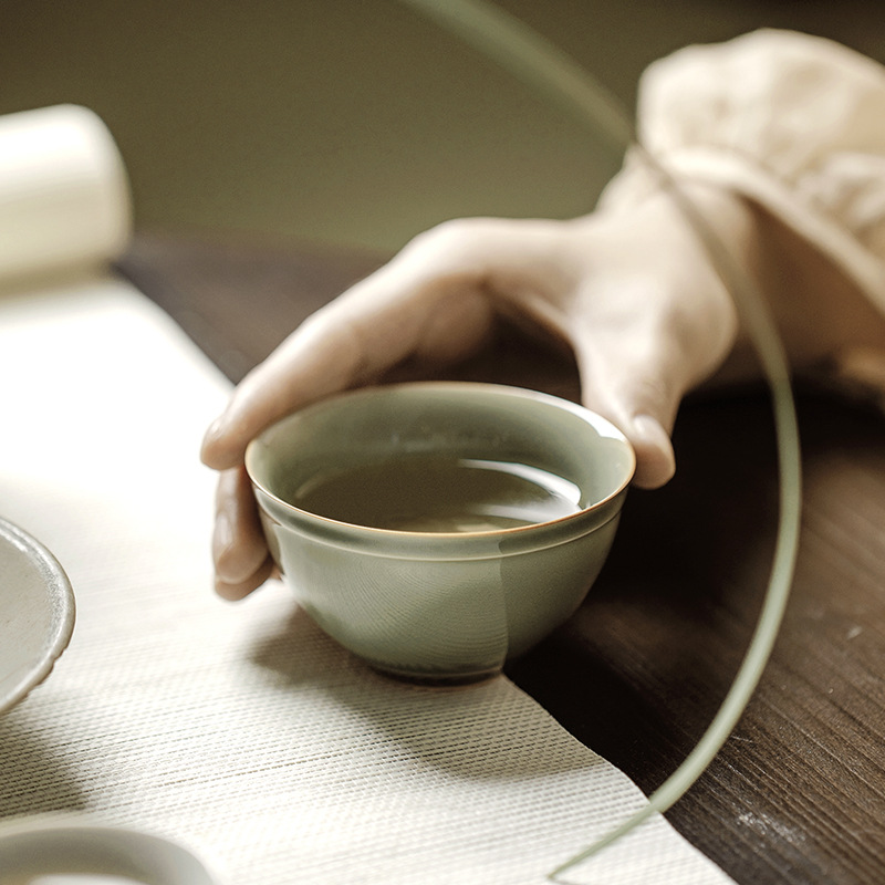 Longquan Yue Kiln celadon zen heart Master 컵 쿵푸 차 세트 대용량 티컵 컵 싱글 컵 티 보울 티컵