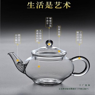 Mini Heat-Resistant Glass Small Teapot Filter Flower Teapot Household Kung Fu Transparent High Temperature Resistant Glass Tea Pot