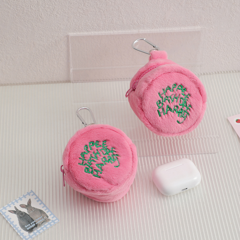 Cute Letter Plush Round Makeup Bags display picture 2