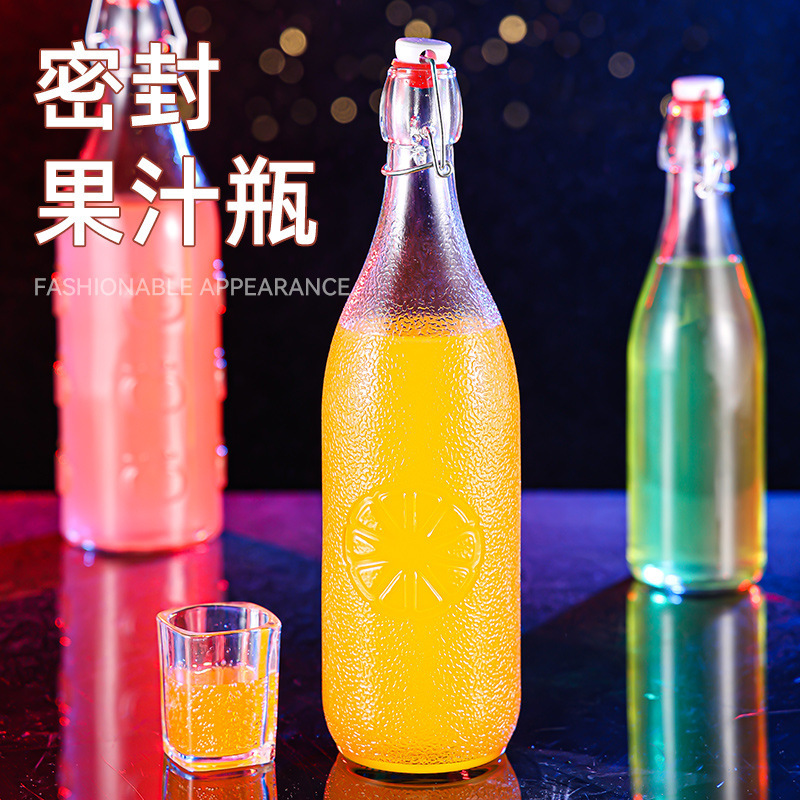 Botella de vino de cierre de vidrio transparente botella de cerveza de enzima botella de vino de hielo botella vacía de vidrio sellado botella de cerveza