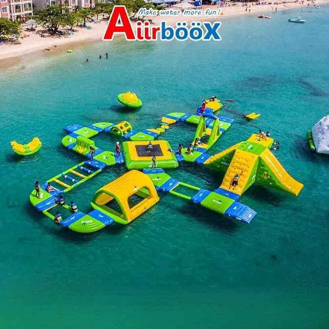 夏季海上度假村娱乐水上乐园冲关移动充气闯关floating aqua park