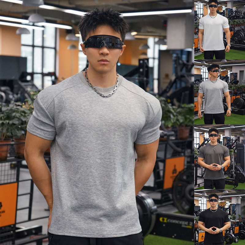 New Muscle Fitness Men's Basketball Brothers Training Clothes Loose Sports Ram Short-sleeved T-shirt Top for Hair New Muscle Fitness Men's Basketball Brothers Training Clothes Loose Sports Ram Short-sleeved T-shirt Top for Hair