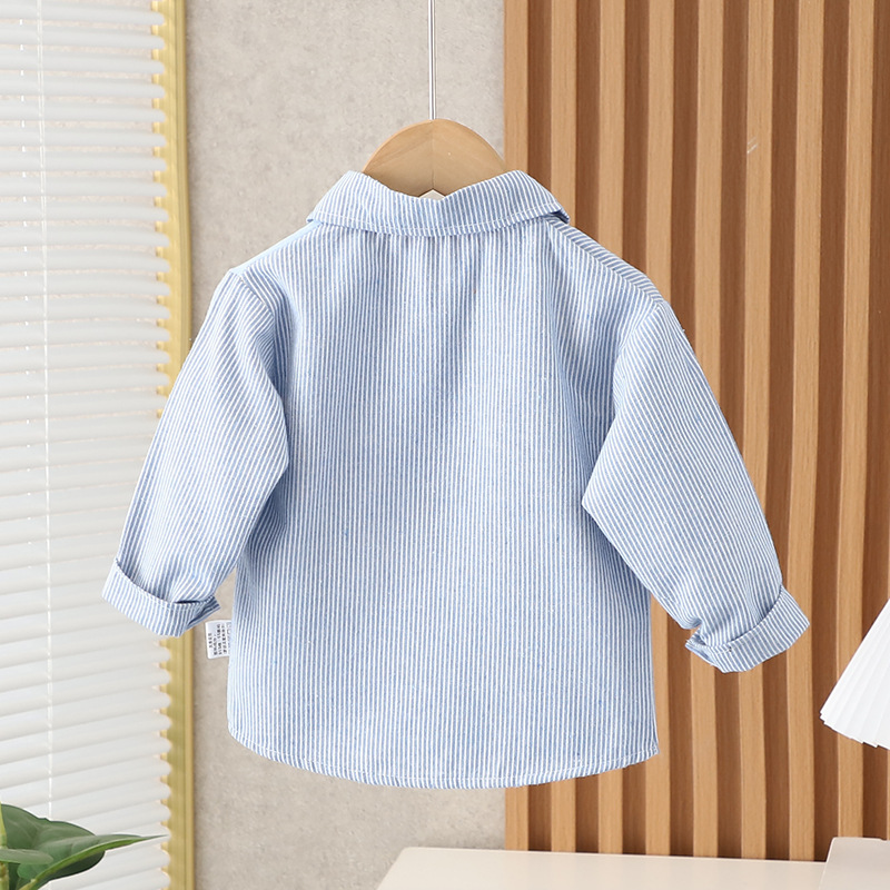 Camisa de manga larga para niños nueva camisa para niños primavera y verano estilo occidental camisa de estilo coreano camisa de rayas verticales para niños de moda