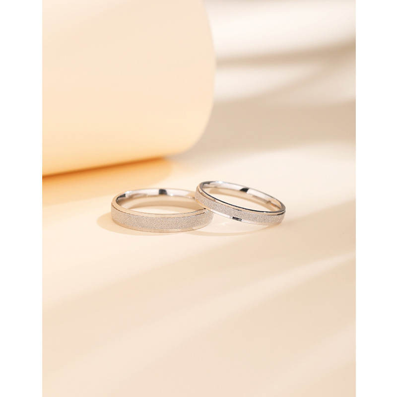 Anillo de pareja de plata esterlina 925 par de anillo liso esmerilado anillo sólido anillo de hombres y mujeres regalo para novia en el Día de San Valentín chino