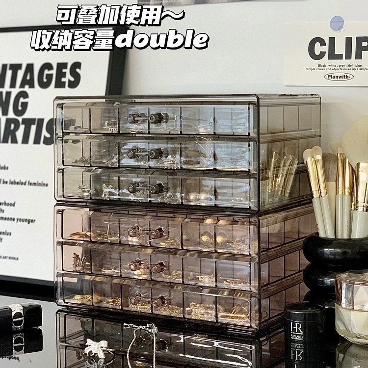 透明ジュエリー収納ボックス アクリル製アクセサリーリングネックレス仕切り付き整理ボックス ジュエリーボックス 女性用仕切り調整可能|undefined