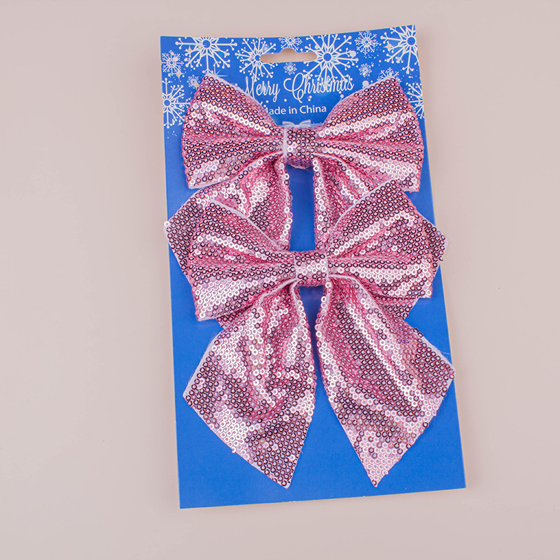 Tejido personalizado sequinilla decoración navideña arco ventana fiesta atmósfera hornear accesorios de embalaje de regalos accesorios