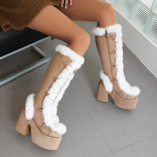 ����Lolita�W������Ůʽѩ��ѥ��ˮ̨�߸��q��ŮЬë�q��ů��Ͳѥ