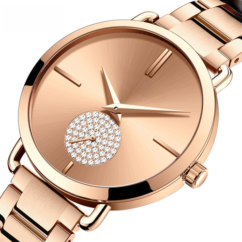 MINI FOCUS brand watch, light luxury diamond inlaid women's watch, simple sun pattern waterproof steel strap women's watch 0222L 