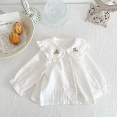 2022 Autumn New Women's Children's Collar Shirt 3-6-12 Months Girls Baby White Shirt Infant Cotton Top