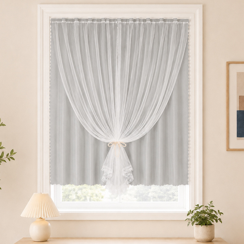 Cerradura especial sin agujeros cortina de velcro ventana flotante cortina autoadhesiva de alquiler cortina simple