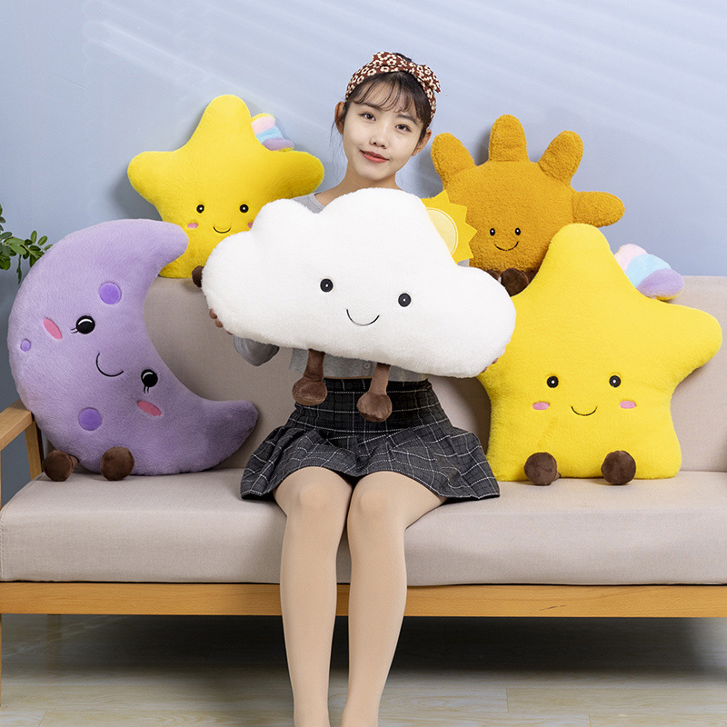 Amuseable transfronterizo pequeño sol almohada juguetes de peluche luna nube almohada muñeca muñeca