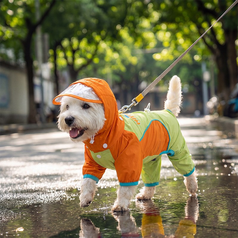 26 años de nuevo chaqueta de lluvia para perros cuatro patas impermeable todo incluido desmontable para caminar perros pequeños ropa de mascotas antisucia