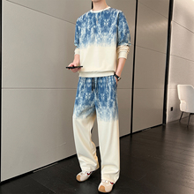 渐变色卫衣套装男春秋季新款潮牌宽松长袖长裤休闲运动两件套秋装