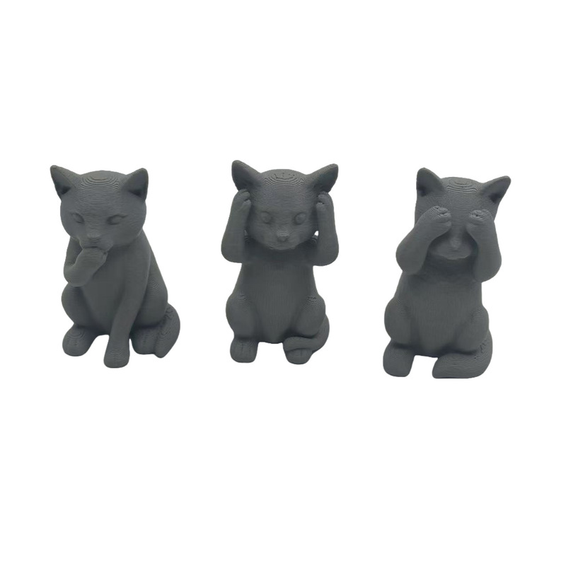 跨境三只聪明猫不听不说不看造型小猫塑料摆件桌面小雕像创意摆件|undefined