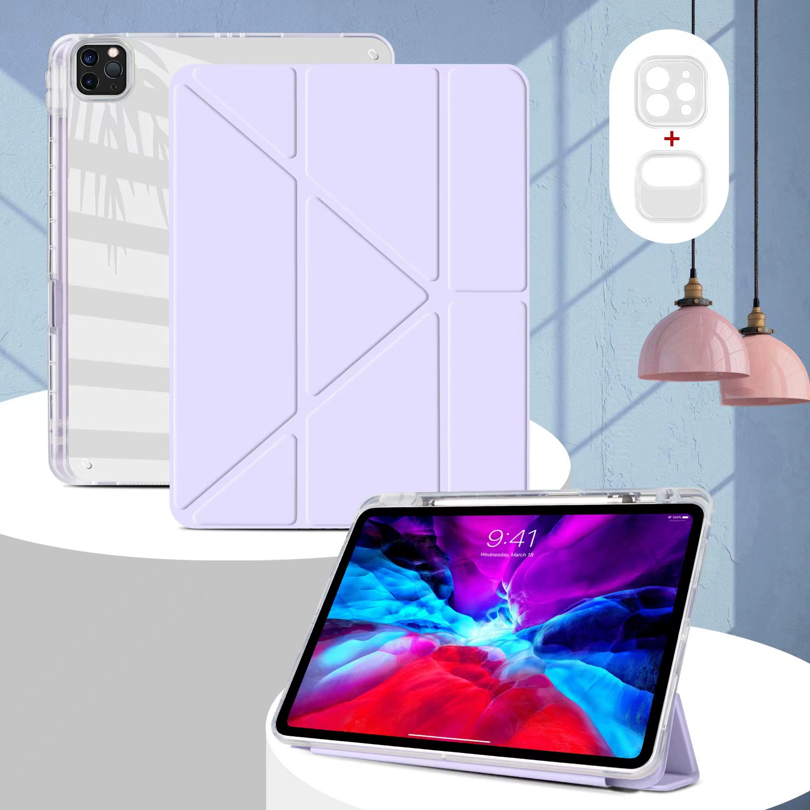 Защитная накладка для iPad Pro 11 / iPad 10.9 — высокопрозрачная акриловая задняя панель, подставка Y-образной складки