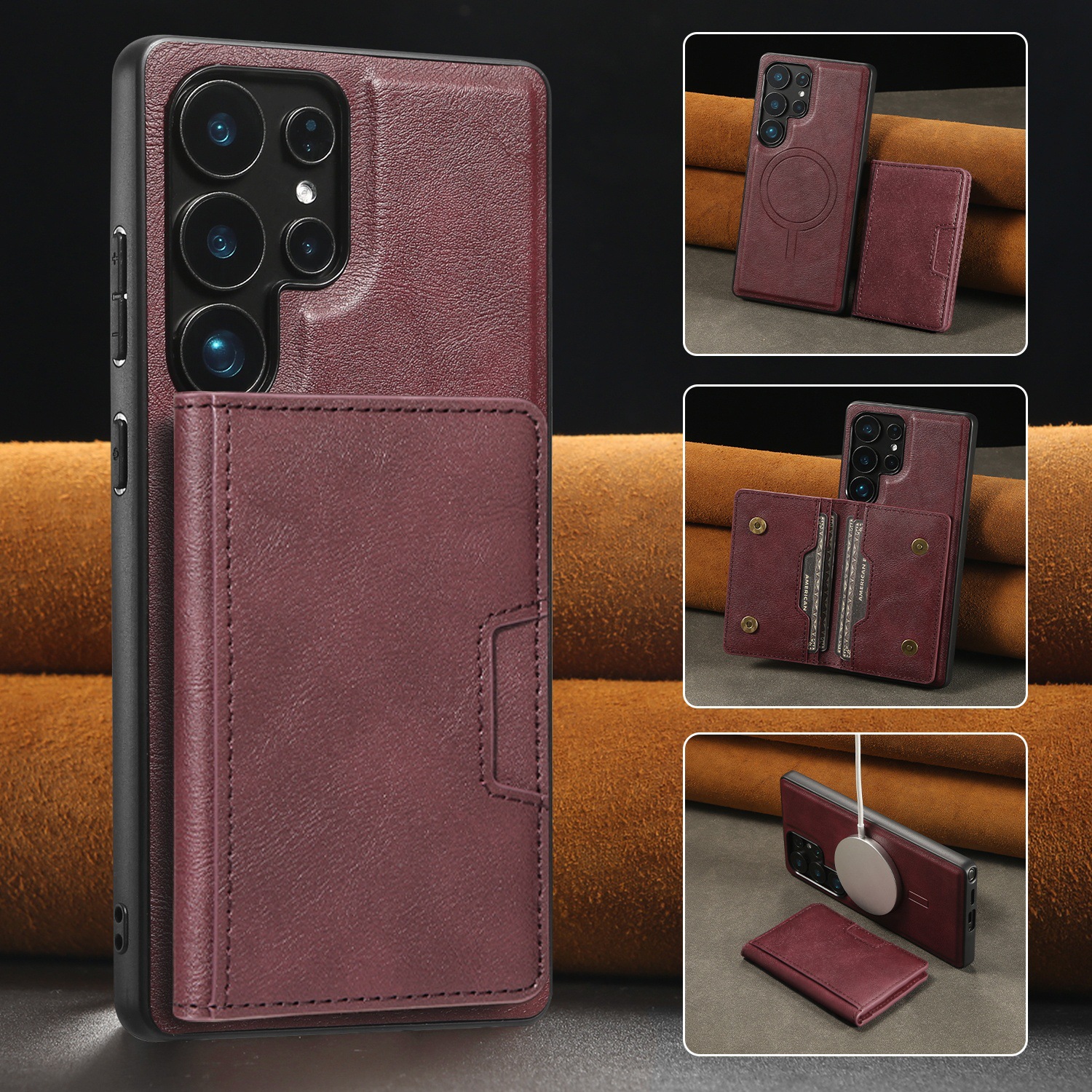 Adecuado para Samsung S25Edge Paquete de tarjeta magnética de anillo plegable Estuche para teléfono móvil Estuche protector de carga inalámbrica MagSafe magnético fuerte S25U