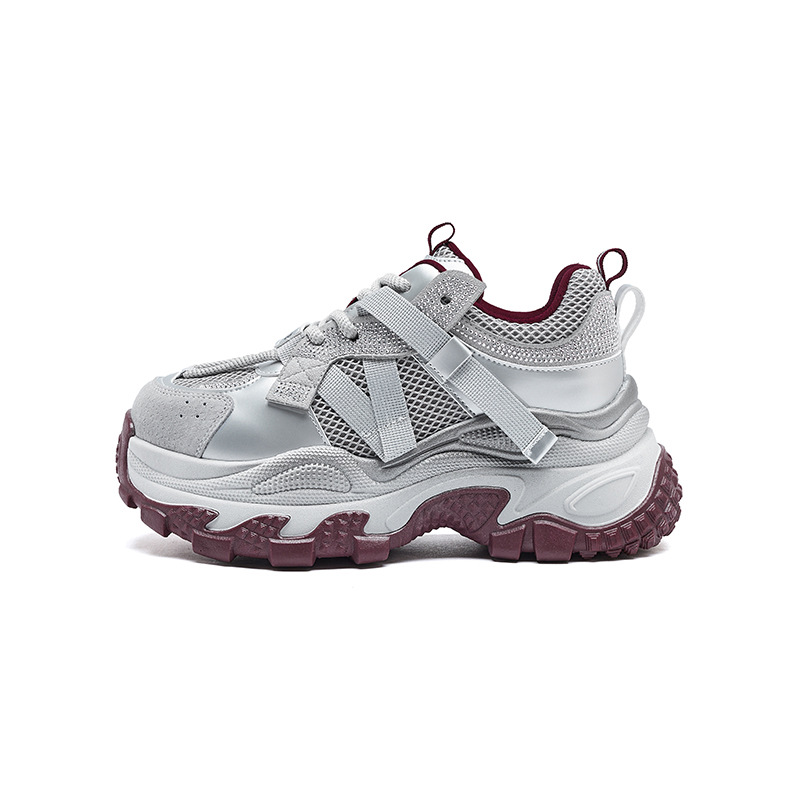 Zapatos de padre y mujer 2026 nuevo primavera retro gris rojo deportivo pequeño zapatos casuales