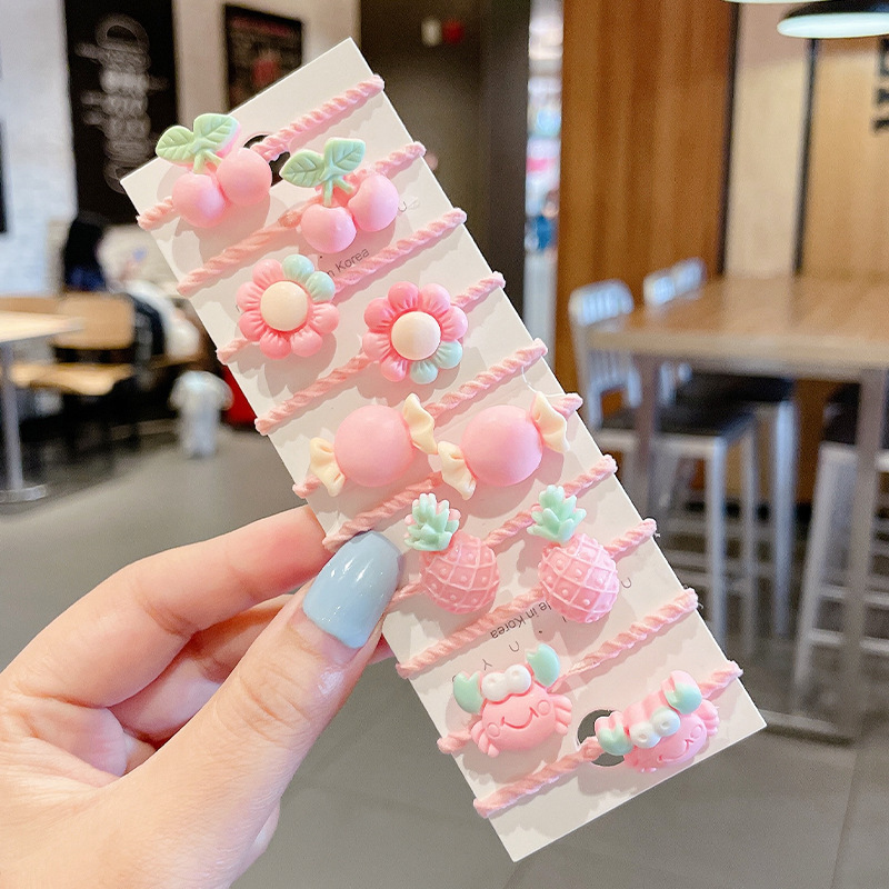 Anillo de cabello de color caramelo para niños no daña correa de cabello bebé cuerda de cabello niñas lindas cubiertas de cabello de cuero de pimples