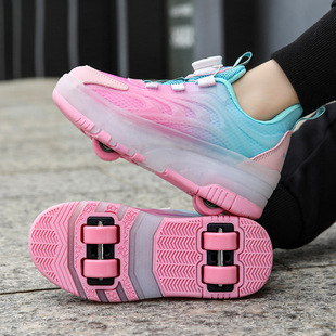 Wholesale girls' heelloo shoes four-wheel boys shoes invisible skates teenagers children's wheels skates burst away