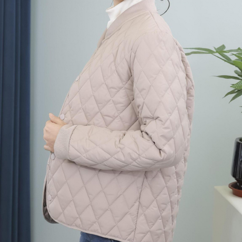 菱形格轻薄棉服春秋时尚百搭宽松休闲短款女士加厚韩版秋冬保暖|undefined