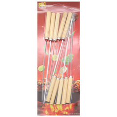 BBQ skewer combination set anti-scalding gourd small wooden handle barbecue skewers round skewers round needle barbecue skewers outdoor BBQ tools