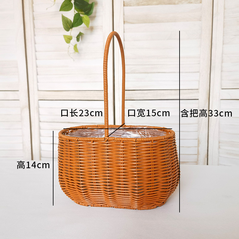 Cestas de flores de caña tejidas a mano canasta de mano pastoral creativa Qixi Festival de caña floral decorativa canasta huevo