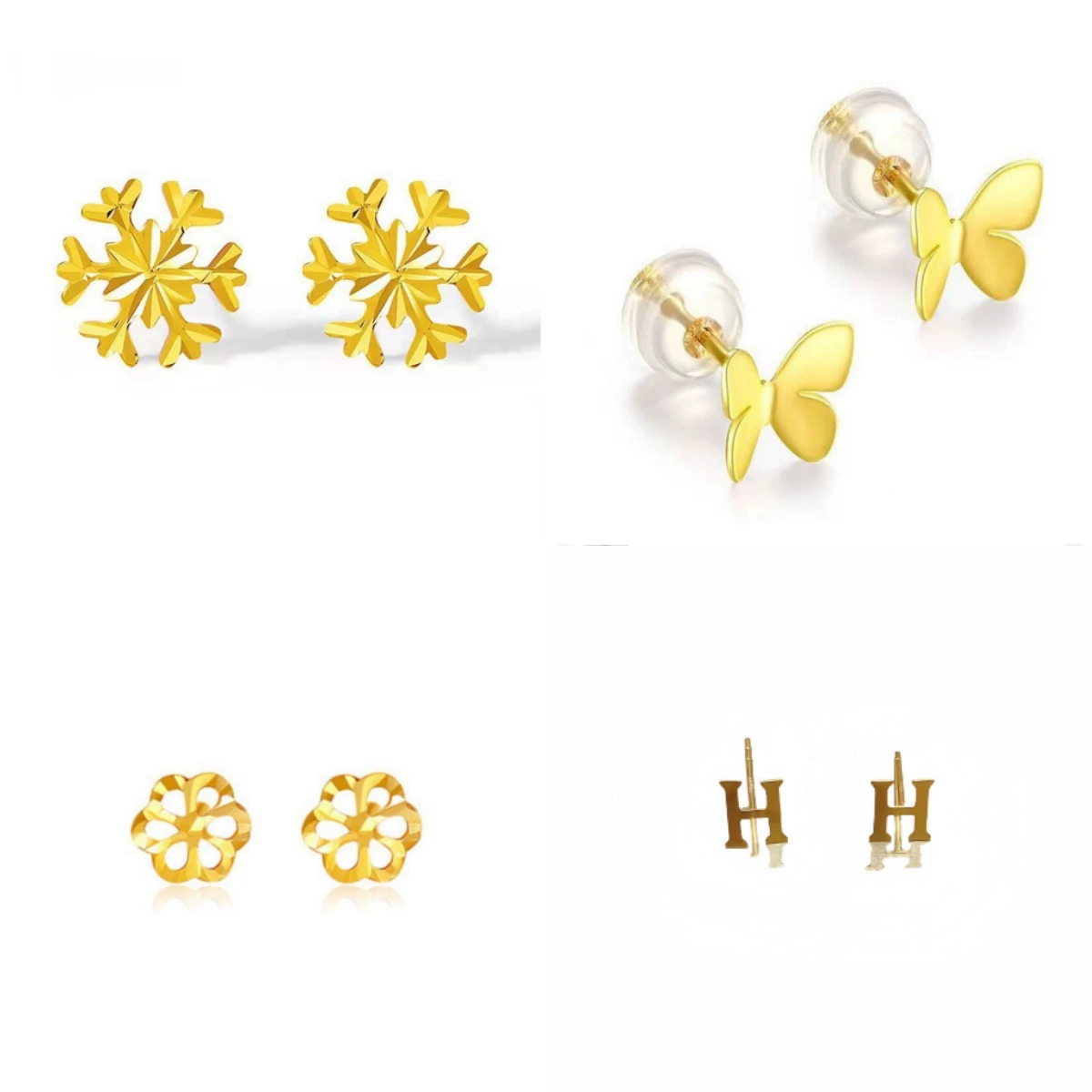 Ювелирные изделия Kamanluo Серьги-гвоздики из 18-каратного золота AU750 Золотой нишевый дизайн Простые модные серьги-гвоздики Водяной корпус Оптовая продажа.