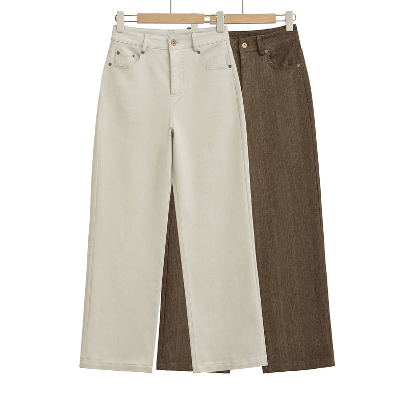Gray and White Slightly Stretchy Narrow Wide-Leg Pants 2026 Spring Straight Casual Slimming Herringbone High-Waisted Jeans for Women Gray and White Slightly Stretchy Narrow Wide-Leg Pants 2026 Spring Straight Casual Slimming Herringbone High-Waisted Jeans for Women