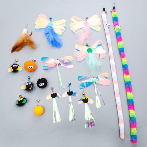 Cat toy plush feather wand replacement set DIY cat self-entertaining toy pet supplies factory