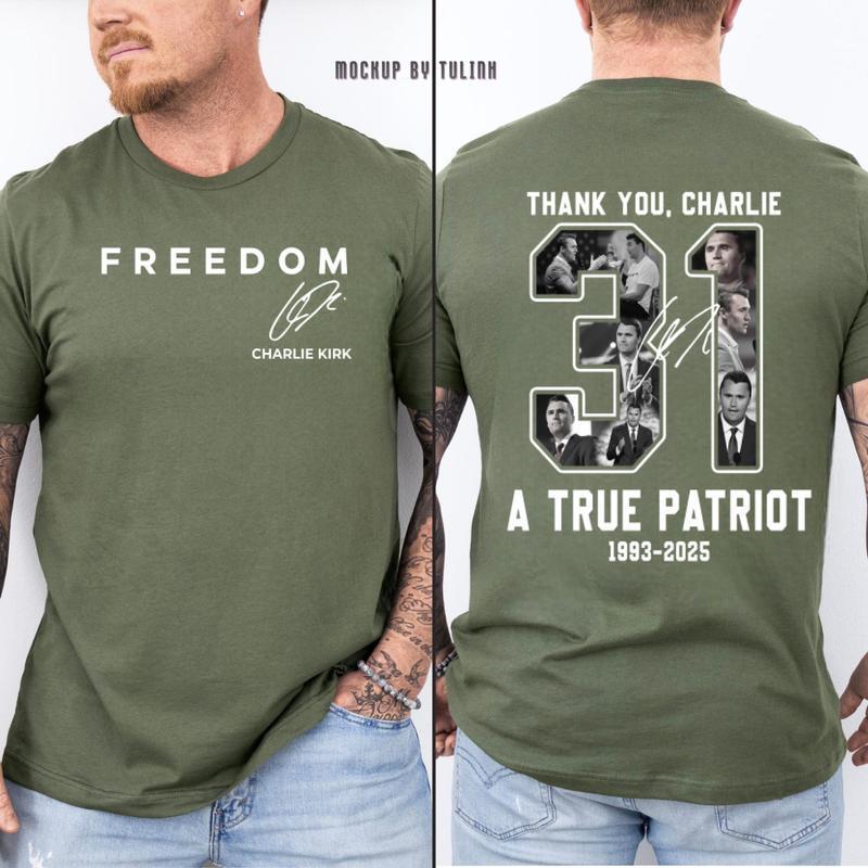 【跨境欧码】Freedom Charlie Kirk 2025 T-Shirt , True Patriot|undefined