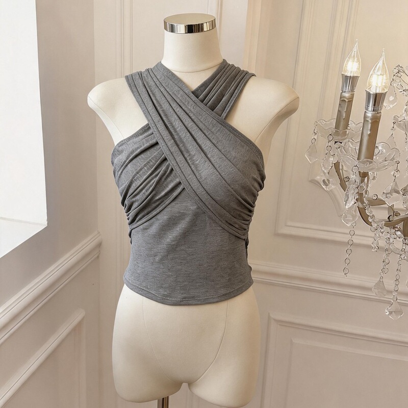 Real Price Guaranteed: French-Style Spicy Girl Cross Halter V-Neck Sleeveless Tank Top for Women, Summer Pure Desire Style, Fashionable Top Real Price Guaranteed: French-Style Spicy Girl Cross Halter V-Neck Sleeveless Tank Top for Women, Summer Pure Desire Style, Fashionable Top
