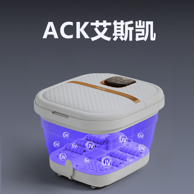ACK Foldable Foot Bath with Rollers, Massage Washing Basin, Fully Automatic Electric Heating, Constant Temperature Regulation Foot Spa, Gift