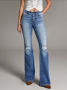H 28152 Retro High Waist Bootcut Jeans �͹Ÿ�������ѝ ��