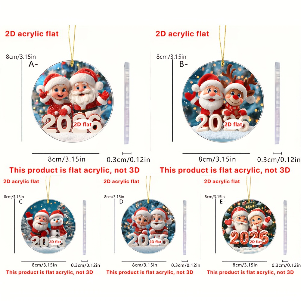 Santa Claus de Navidad bienvenido 2026 plano acrílico mochila para automóviles colgante accesorios de decoración