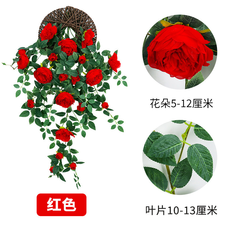 仿真玫瑰花藤花墙假花装饰花藤条空调管道遮挡店铺造景庭院装饰|undefined