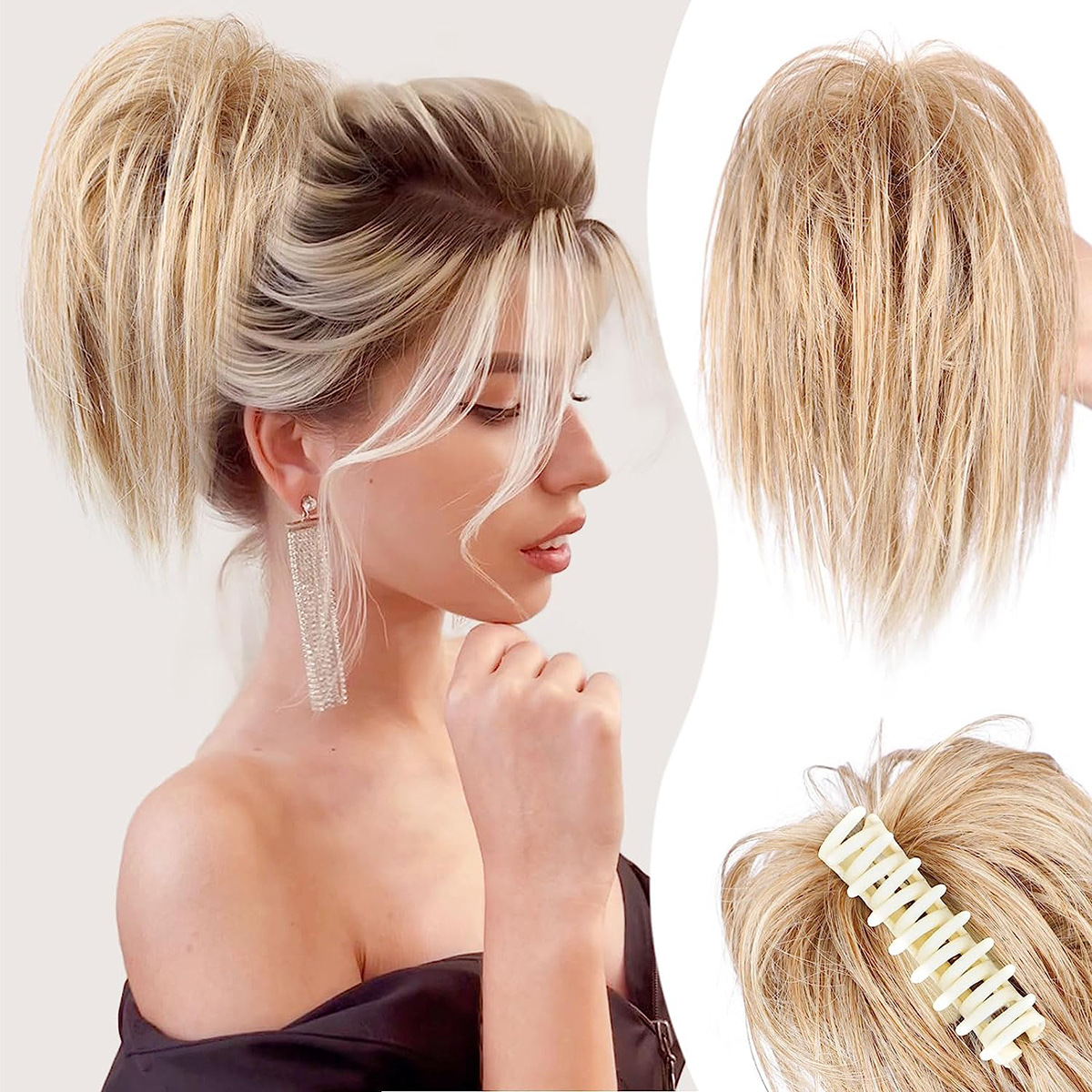Fountain ponytail wig European and American claw clip chicken nest ball head messy hair bag fluffy updo hair ring female cross-border wholesale