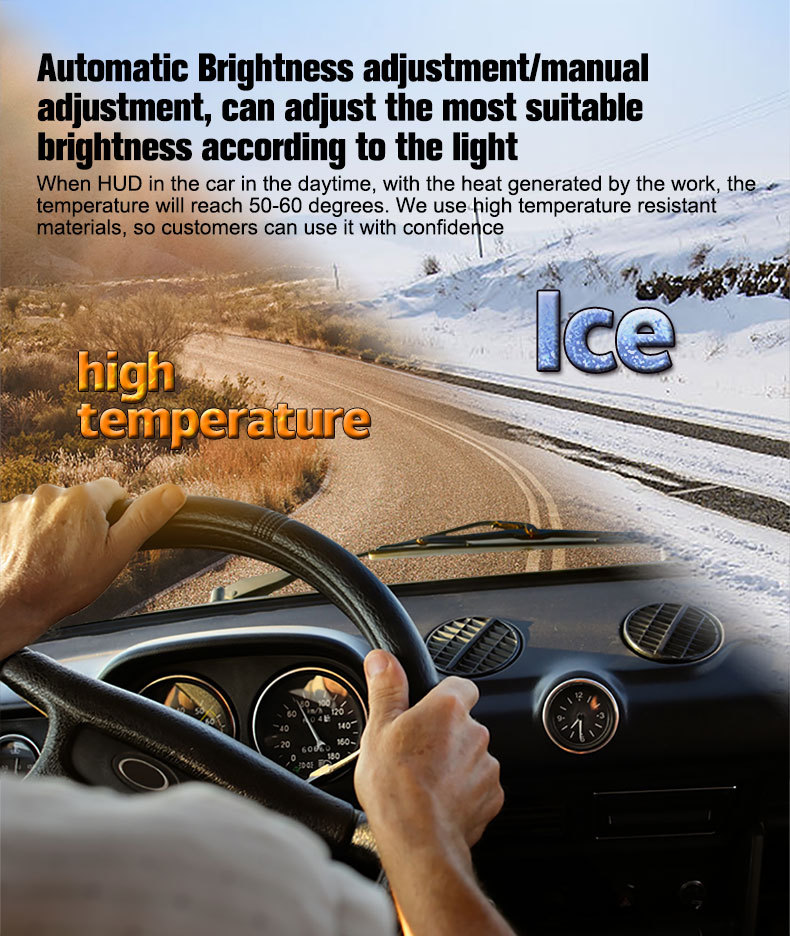 Car Head-Up Display Obd High-Definition Hud Vehicle Head-Up Display Instrument Speedometer Water Temperature Fuel Consumption Meter Cross-Border Exclusive Supply