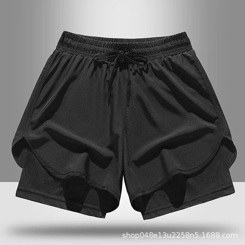 Мужские спортивные шорты для фитнеса, шорты для бега с подкладкой, искусственные двухсекционные тренировочные шорты с защитой от воздействия трех точек, повседневные шорты для плавания и баскетбола