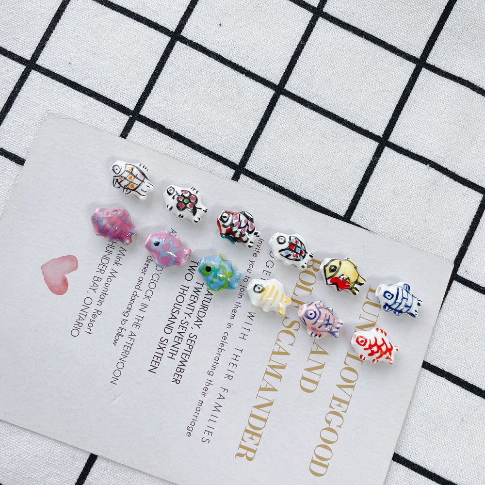 10 PCS/Package 15*12mm Ceramics Fish Jewelry Accessories Beads display picture 4