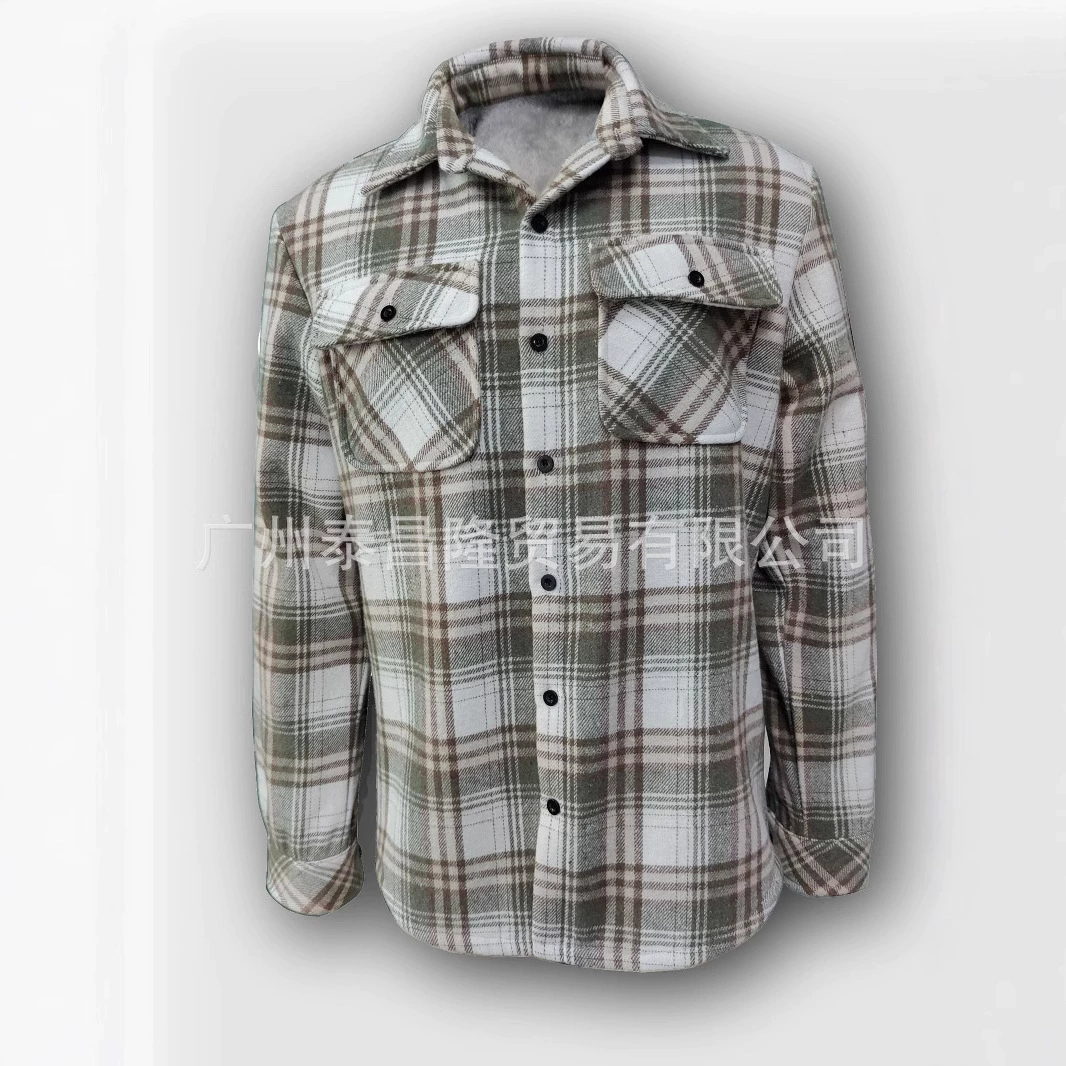 Европейская и американская внешняя торговля мужская новая рубашка с бархатной утолщенные клетчатые рубашки мужские топы с теплым шлифовным пальто